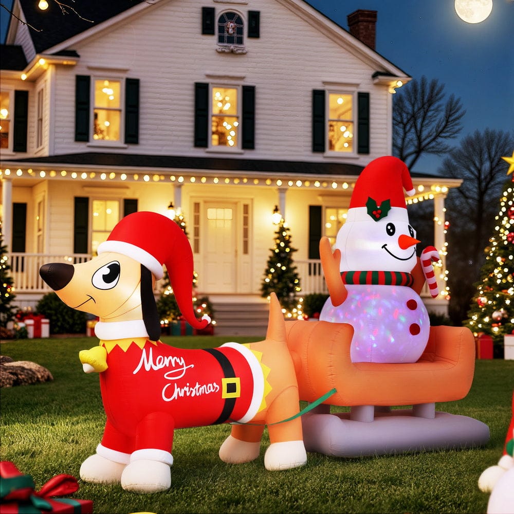 Jingle Jollys Occasions > Christmas > Christmas Decorations Jingle Jollys Christmas Inflatable Snowman Dog 4.2M Tall Outdoor Decorations Illuminated