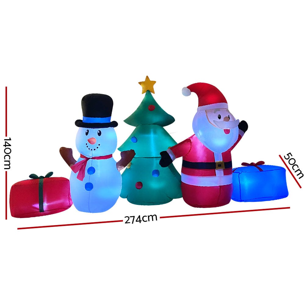 Jingle Jollys Occasions > Christmas > Christmas Decorations Jingle Jollys Christmas Inflatable Tree Snowman 2.7M Illuminated Decorations
