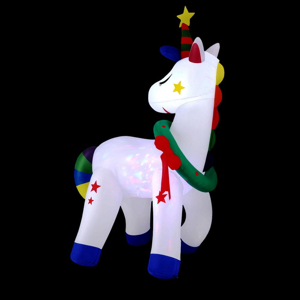 Jingle Jollys Occasions > Christmas > Christmas Decorations Jingle Jollys Christmas Inflatable Unicorn 1.8M Tall Outdoor Decorations Illuminated