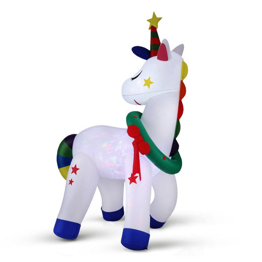 Jingle Jollys Occasions > Christmas > Christmas Decorations Jingle Jollys Christmas Inflatable Unicorn 1.8M Tall Outdoor Decorations Illuminated