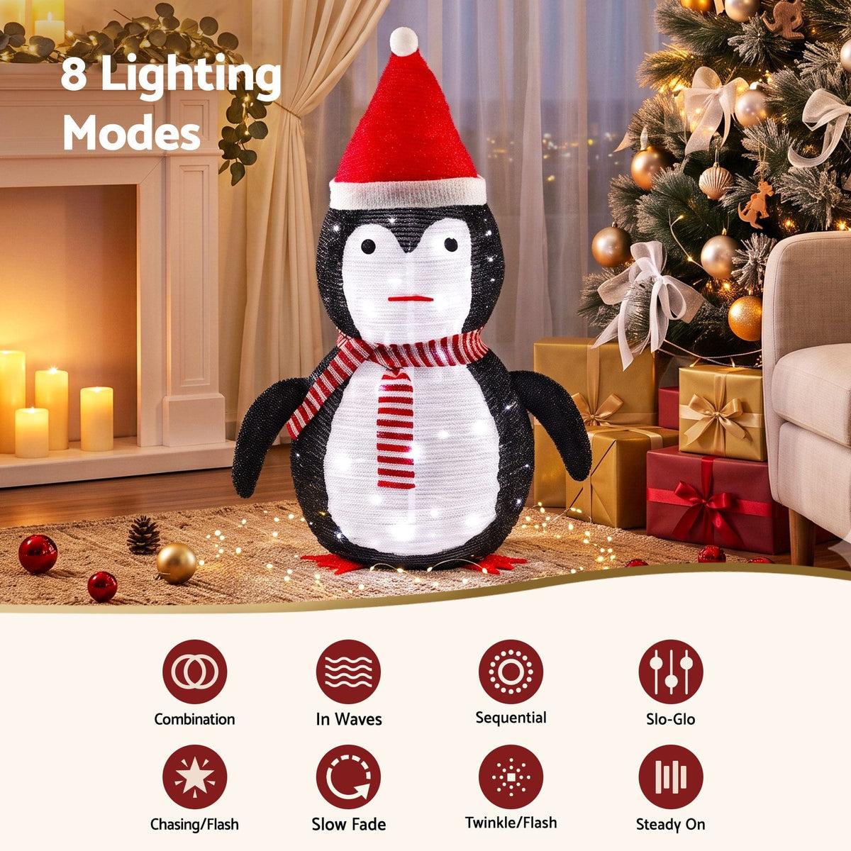 Jingle Jollys Occasions > Christmas > Christmas Decorations Jingle Jollys Christmas Penguin Light LED Christmas Decoration Pop Up Christmas Display 70cm