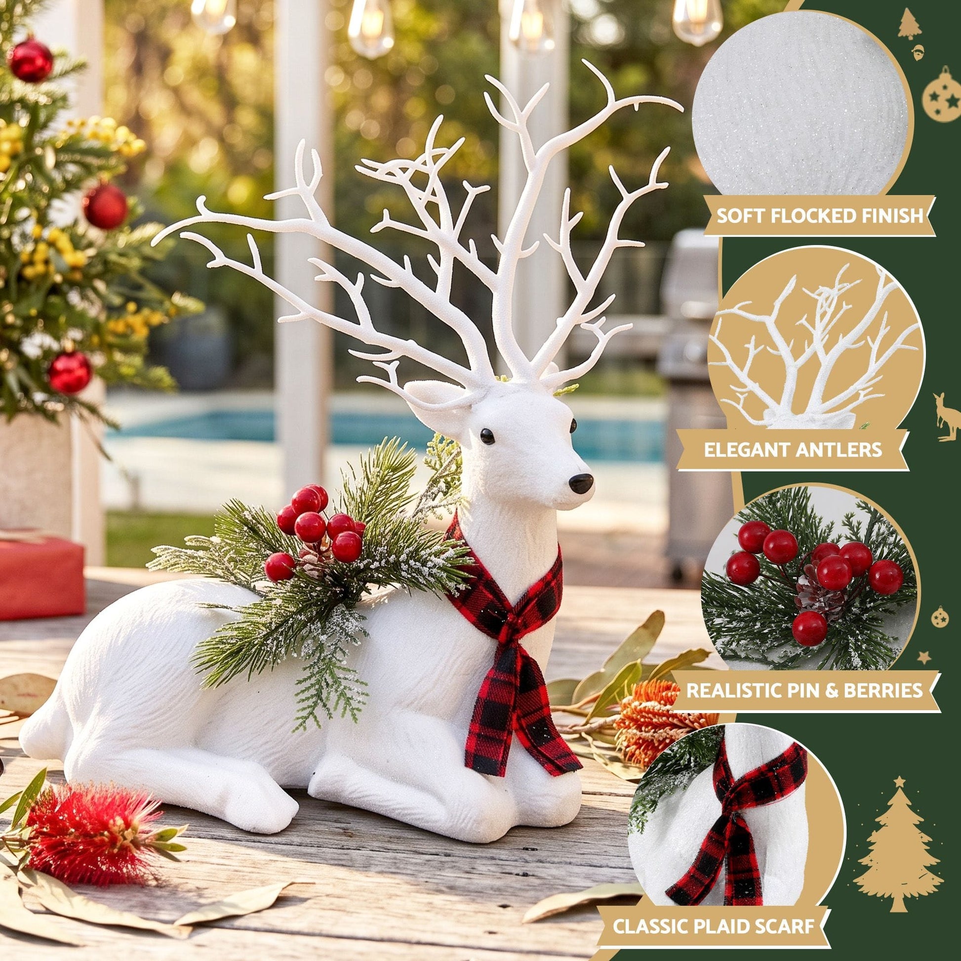 Jingle Jollys Occasions > Christmas > Christmas Decorations Jingle Jollys Christmas Reindeer 32cm Glitter Deer Ornaments Party Decorations