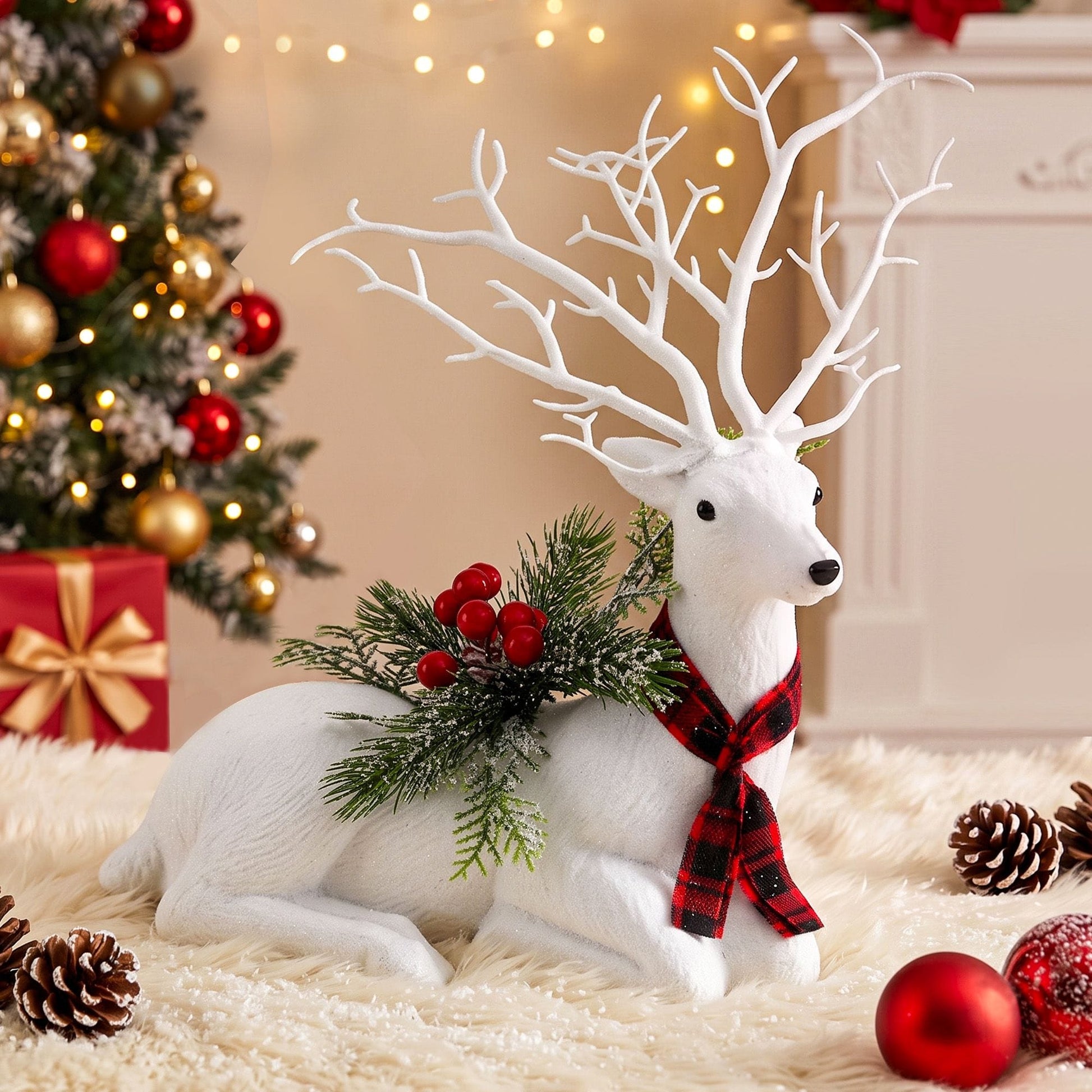 Jingle Jollys Occasions > Christmas > Christmas Decorations Jingle Jollys Christmas Reindeer 32cm Glitter Deer Ornaments Party Decorations