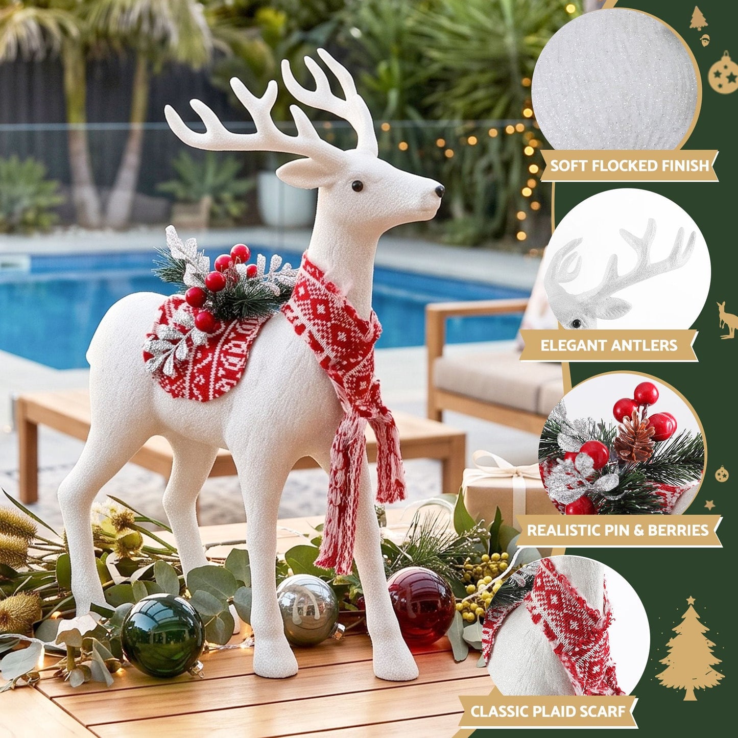 Jingle Jollys Occasions > Christmas > Christmas Decorations Jingle Jollys Christmas Reindeer 45cm Glitter Deer Ornaments Party Decorations