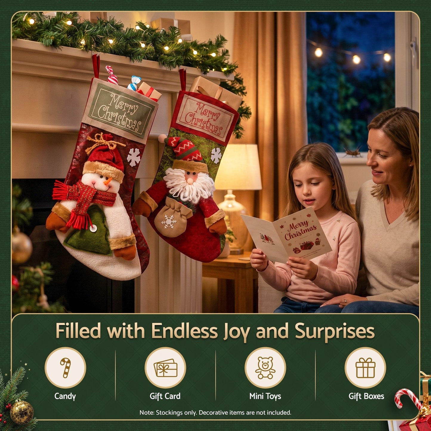 Jingle Jollys Occasions > Christmas > Christmas Decorations Jingle Jollys Christmas Stockings 2 Pack Large 3D Plush Santa Snowman 43.5cm Christmas Decor for Family Holiday Christmas Party Decorations