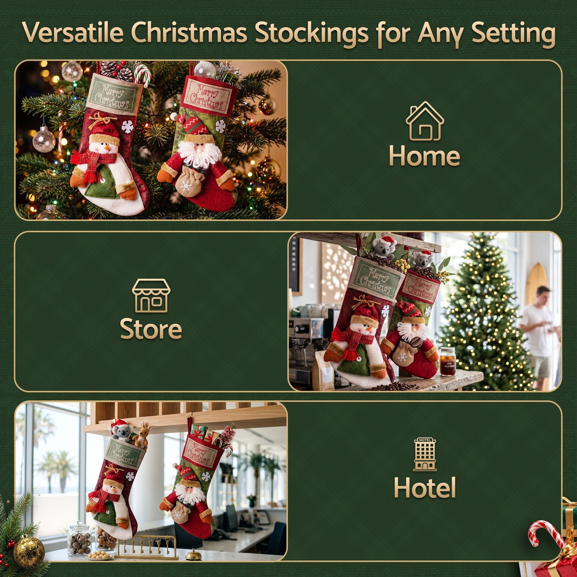 Jingle Jollys Occasions > Christmas > Christmas Decorations Jingle Jollys Christmas Stockings 2 Pack Large 3D Plush Santa Snowman 43.5cm Christmas Decor for Family Holiday Christmas Party Decorations