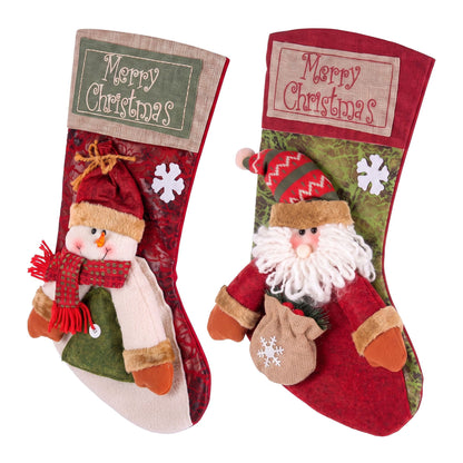 Jingle Jollys Occasions > Christmas > Christmas Decorations Jingle Jollys Christmas Stockings 2 Pack Large 3D Plush Santa Snowman 43.5cm Christmas Decor for Family Holiday Christmas Party Decorations