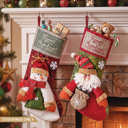 Jingle Jollys Occasions > Christmas > Christmas Decorations Jingle Jollys Christmas Stockings 2 Pack Large 3D Plush Santa Snowman 43.5cm Christmas Decor for Family Holiday Christmas Party Decorations