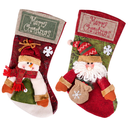 Jingle Jollys Occasions > Christmas > Christmas Decorations Jingle Jollys Christmas Stockings 2 Pack Large 3D Plush Santa Snowman 43.5cm Christmas Decor for Family Holiday Christmas Party Decorations