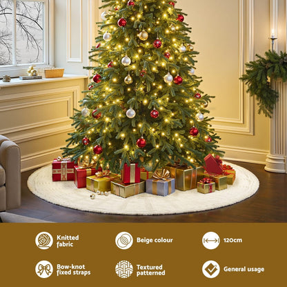 Jingle Jollys Occasions > Christmas > Christmas Decorations Jingle Jollys Christmas Tree Skirt 120cm Knitted Xmas Tree Ornaments Decor Beige