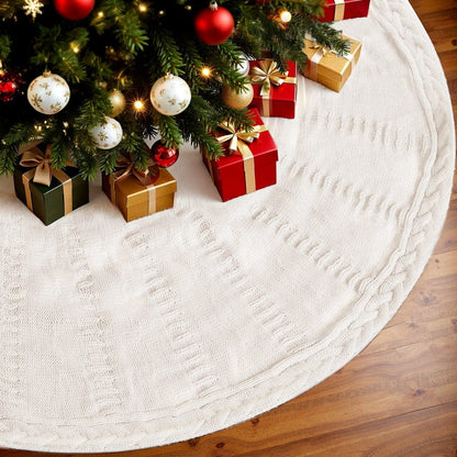 Jingle Jollys Occasions > Christmas > Christmas Decorations Jingle Jollys Christmas Tree Skirt 120cm Knitted Xmas Tree Ornaments Decor Beige