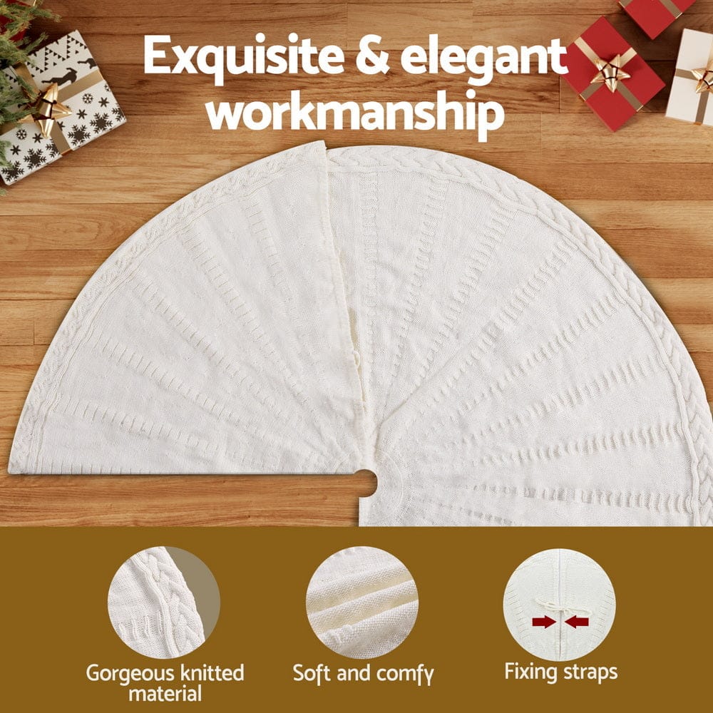 Jingle Jollys Occasions > Christmas > Christmas Decorations Jingle Jollys Christmas Tree Skirt 120cm Knitted Xmas Tree Ornaments Decor Beige