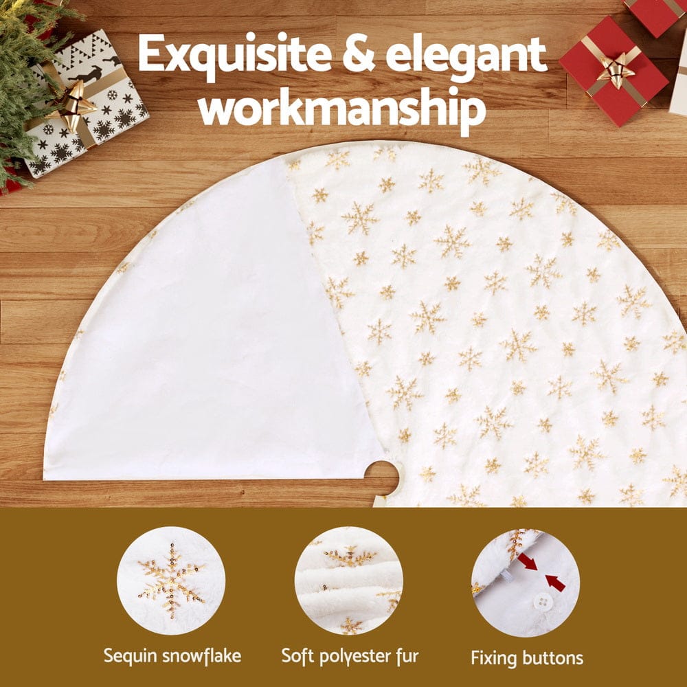 Jingle Jollys Occasions > Christmas > Christmas Decorations Jingle Jollys Christmas Tree Skirt 120cm Snowflake Ornaments Xmas Decorations