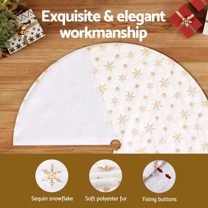 Jingle Jollys Occasions > Christmas > Christmas Decorations Jingle Jollys Christmas Tree Skirt 120cm Snowflake Ornaments Xmas Decorations