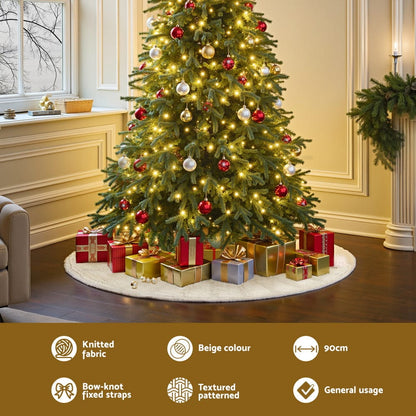 Jingle Jollys Occasions > Christmas > Christmas Decorations Jingle Jollys Christmas Tree Skirt 90cm Knitted Fabric Xmas Ornament Decor Beige