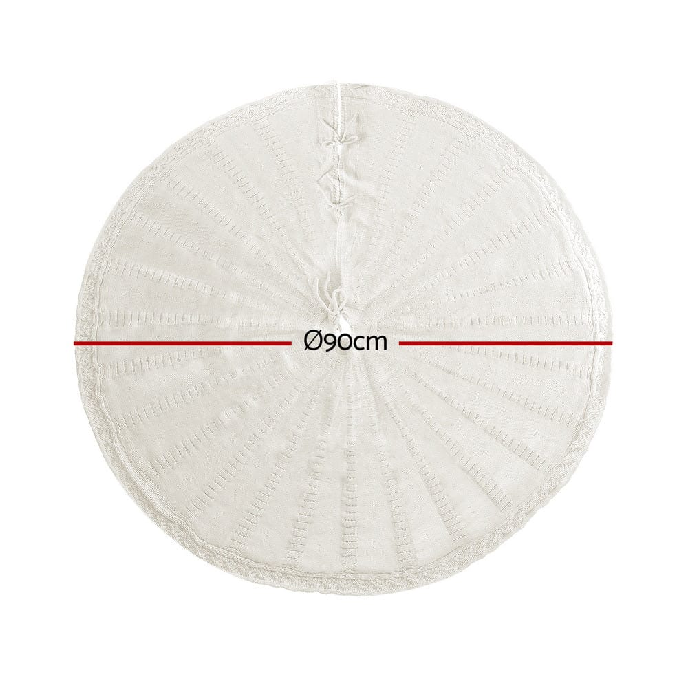 Jingle Jollys Occasions > Christmas > Christmas Decorations Jingle Jollys Christmas Tree Skirt 90cm Knitted Fabric Xmas Ornament Decor Beige