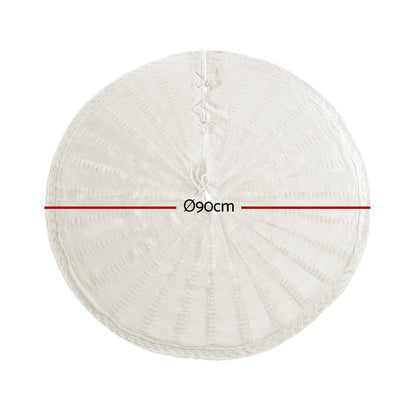 Jingle Jollys Occasions > Christmas > Christmas Decorations Jingle Jollys Christmas Tree Skirt 90cm Knitted Fabric Xmas Ornament Decor Beige