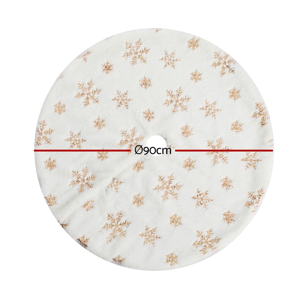 Jingle Jollys Occasions > Christmas > Christmas Decorations Jingle Jollys Christmas Tree Skirt 90cm Snowflake Ornaments Xmas Decorations