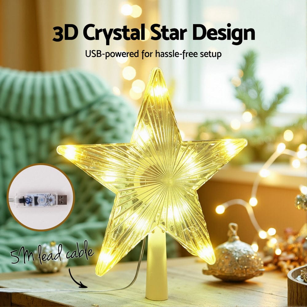 Jingle Jollys Occasions > Christmas > Christmas Decorations Jingle Jollys Christmas Tree Topper Star RGB LED Xmas Decor 80 Modes APP Control