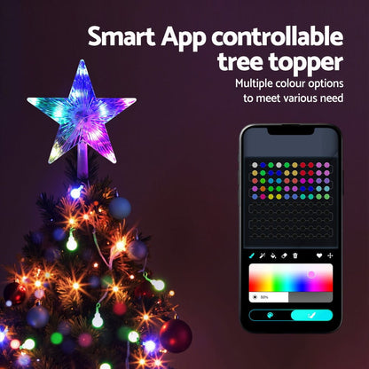 Jingle Jollys Occasions > Christmas > Christmas Decorations Jingle Jollys Christmas Tree Topper Star RGB LED Xmas Decor 80 Modes APP Control