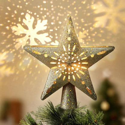 Jingle Jollys Occasions > Christmas > Christmas Decorations Jingle Jollys Christmas Tree Topper Star Snowflake Projector Party Glitter Gold