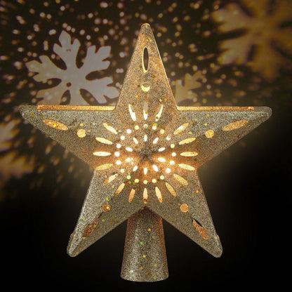 Jingle Jollys Occasions > Christmas > Christmas Decorations Jingle Jollys Christmas Tree Topper Star Snowflake Projector Party Glitter Gold