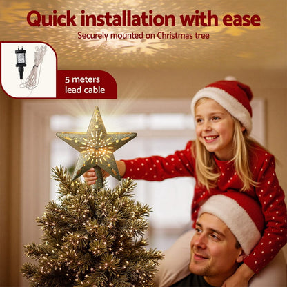Jingle Jollys Occasions > Christmas > Christmas Decorations Jingle Jollys Christmas Tree Topper Star Snowflake Projector Party Glitter Gold