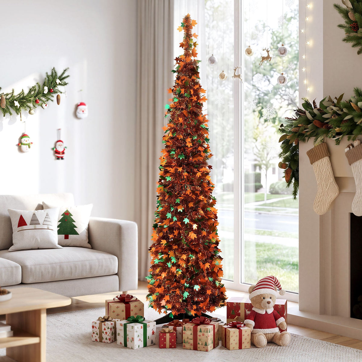Jingle Jollys Occasions > Christmas > Christmas Trees Jingle Jollys 160cm Pop Up Christmas Tree Artificial Christmas Tree Golden Maple Leaf
