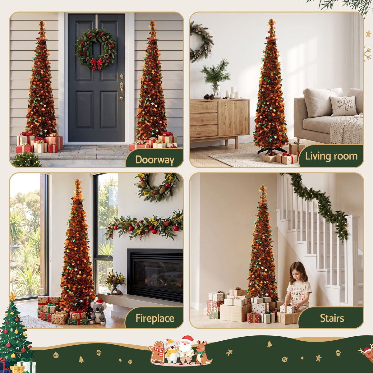Jingle Jollys Occasions > Christmas > Christmas Trees Jingle Jollys 160cm Pop Up Christmas Tree Artificial Christmas Tree Golden Maple Leaf