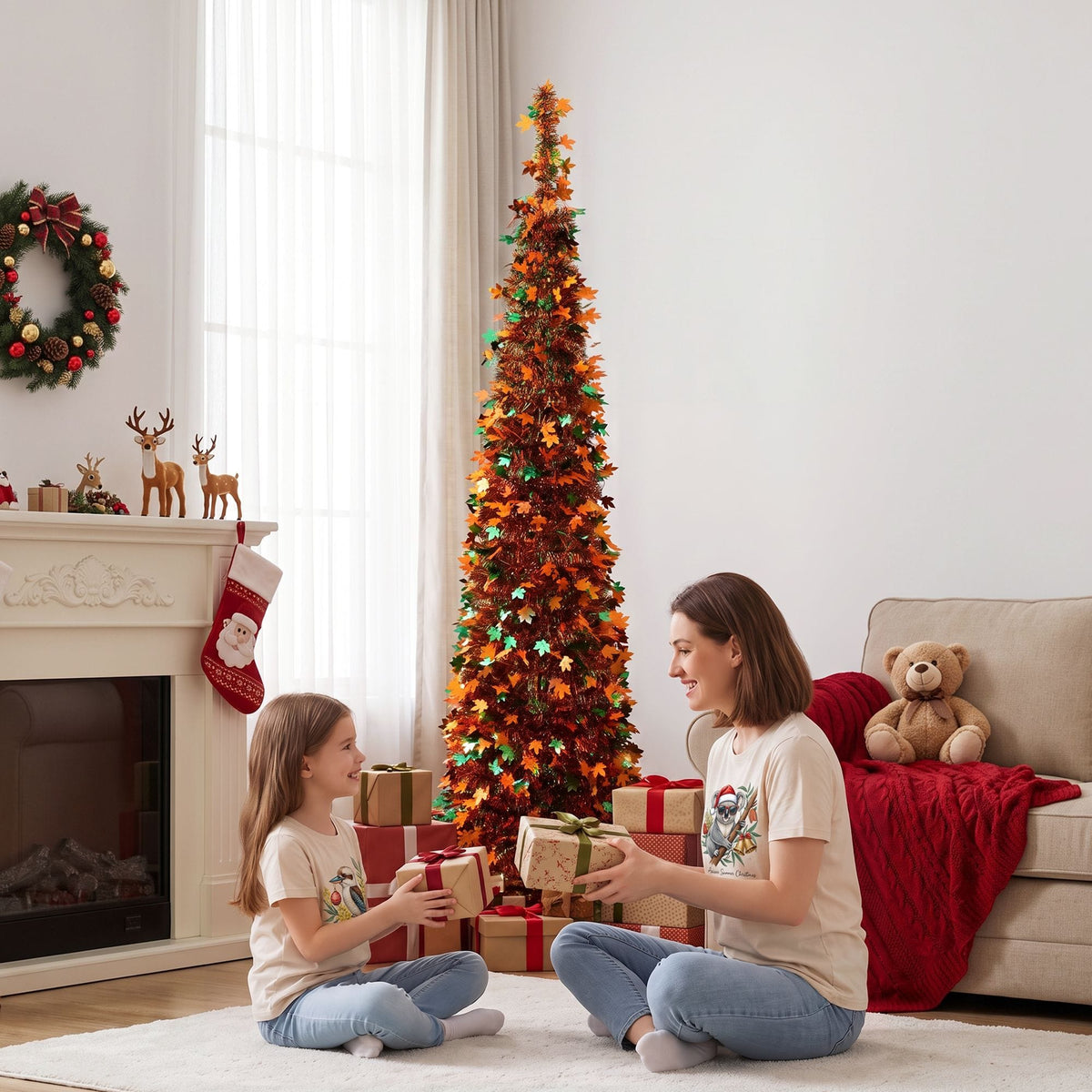 Jingle Jollys Occasions > Christmas > Christmas Trees Jingle Jollys 160cm Pop Up Christmas Tree Artificial Christmas Tree Golden Maple Leaf