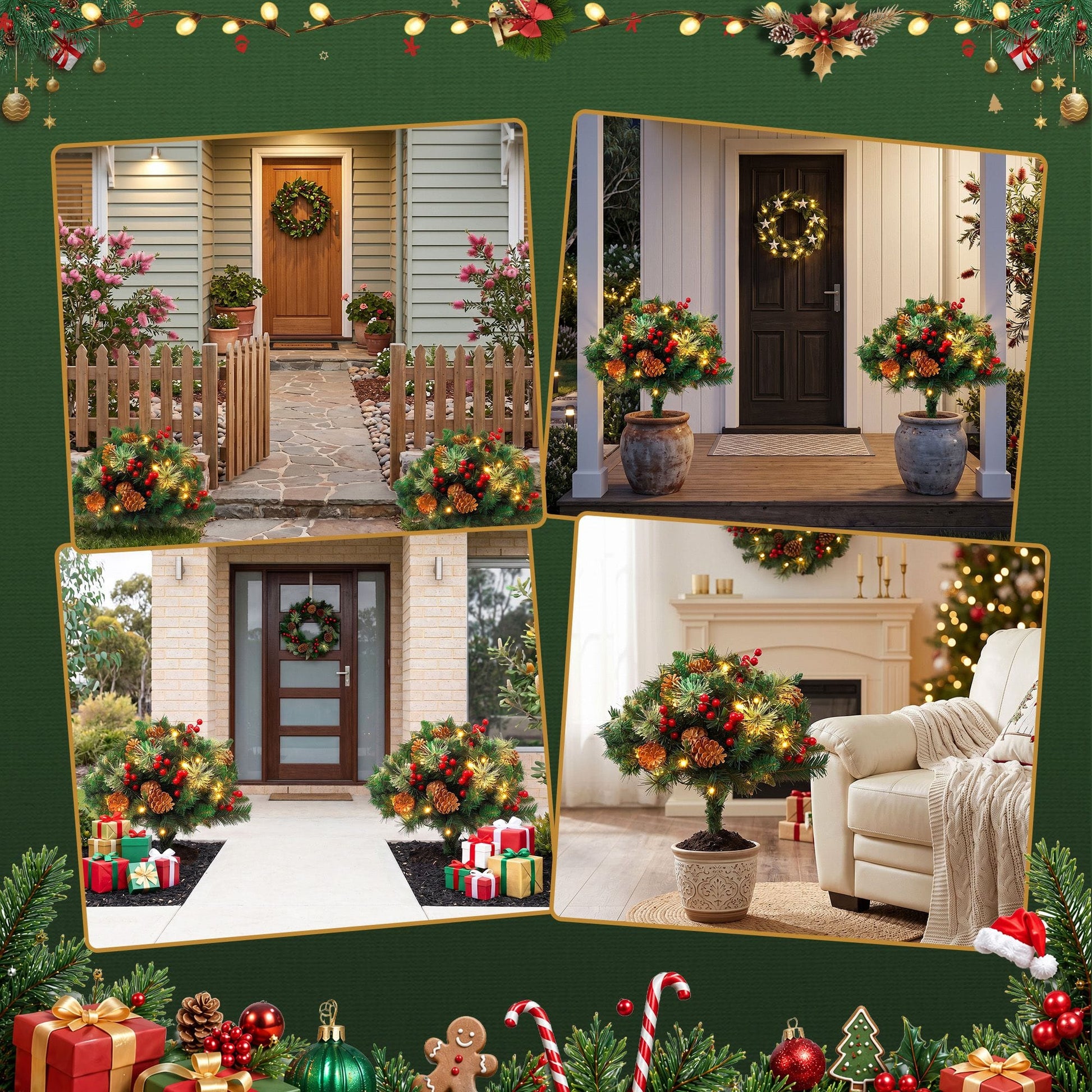 Jingle Jollys Occasions > Christmas > Christmas Trees Jingle Jollys 2 Pack 45cm Lighted Artificial Christmas Tree Pathway Xmas Trees