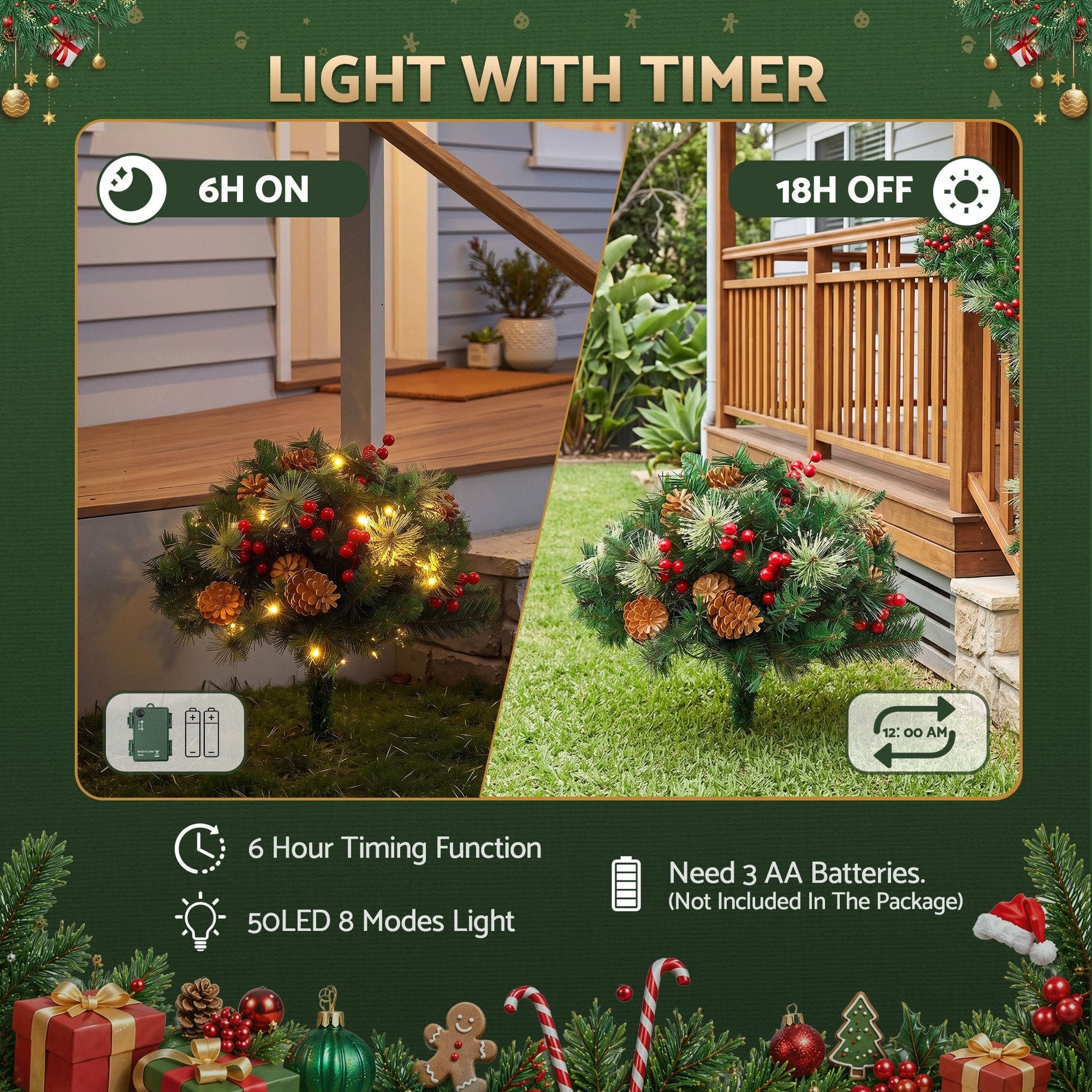 Jingle Jollys Occasions > Christmas > Christmas Trees Jingle Jollys 2 Pack 45cm Lighted Artificial Christmas Tree Pathway Xmas Trees