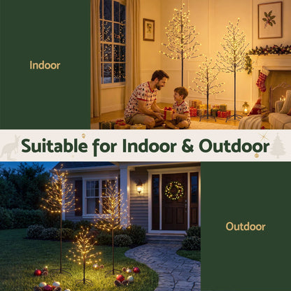 Jingle Jollys Occasions > Christmas > Christmas Trees Jingle Jollys 3 Pack LED Christmas Tree Lighted Birch Tree Indoor Outdoor Xmas Decor Warm White