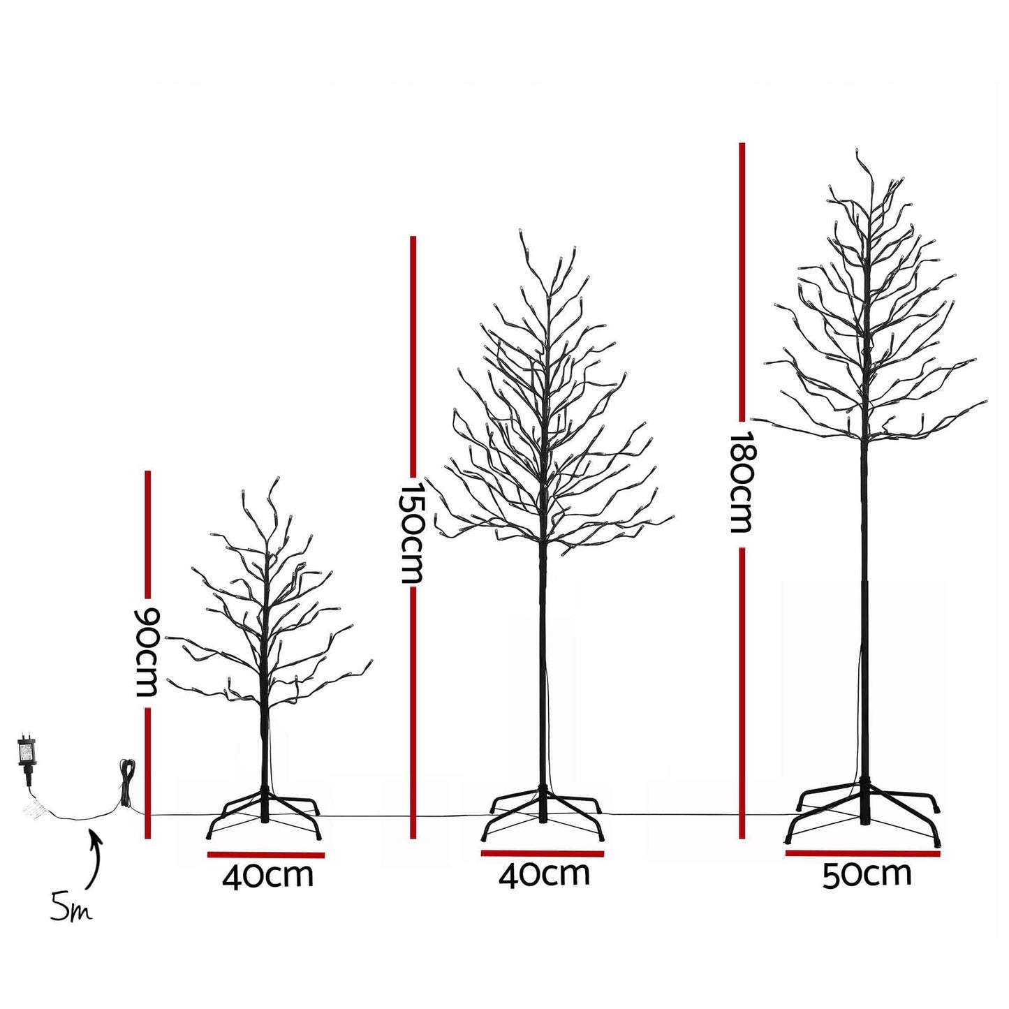 Jingle Jollys Occasions > Christmas > Christmas Trees Jingle Jollys 3 Pack LED Christmas Tree Lighted Birch Tree Indoor Outdoor Xmas Decor Warm White