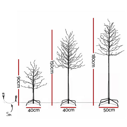 Jingle Jollys Occasions > Christmas > Christmas Trees Jingle Jollys 3 Pack LED Christmas Tree Lighted Birch Tree Indoor Outdoor Xmas Decor Warm White