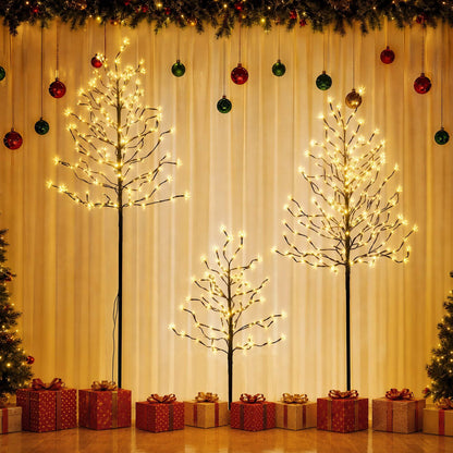 Jingle Jollys Occasions > Christmas > Christmas Trees Jingle Jollys 3 Pack LED Christmas Tree Lighted Birch Tree Indoor Outdoor Xmas Decor Warm White