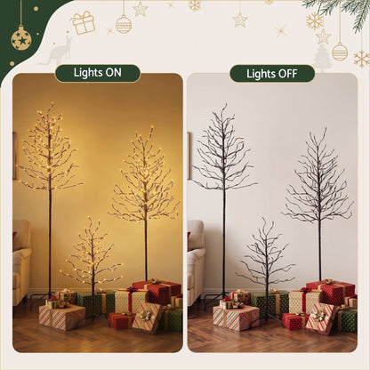 Jingle Jollys Occasions > Christmas > Christmas Trees Jingle Jollys 3 Pack LED Christmas Tree Lighted Birch Tree Indoor Outdoor Xmas Decor Warm White