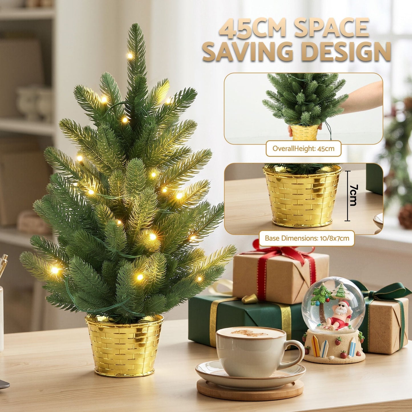 Jingle Jollys Occasions > Christmas > Christmas Trees Jingle Jollys 45cm Artificial Christmas Tree Mini Christmas Tree Warm Light