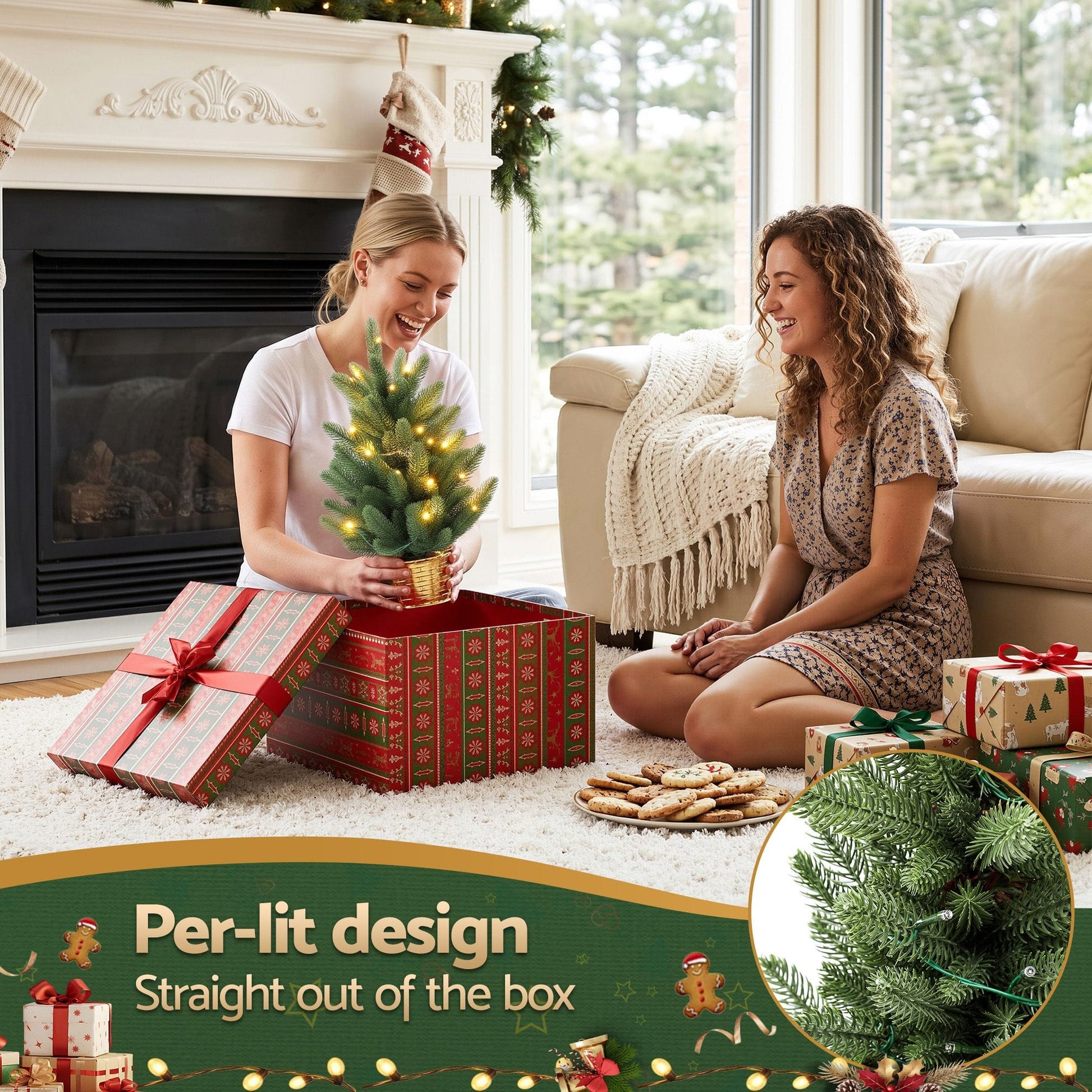 Jingle Jollys Occasions > Christmas > Christmas Trees Jingle Jollys 45cm Artificial Christmas Tree Mini Christmas Tree Warm Light