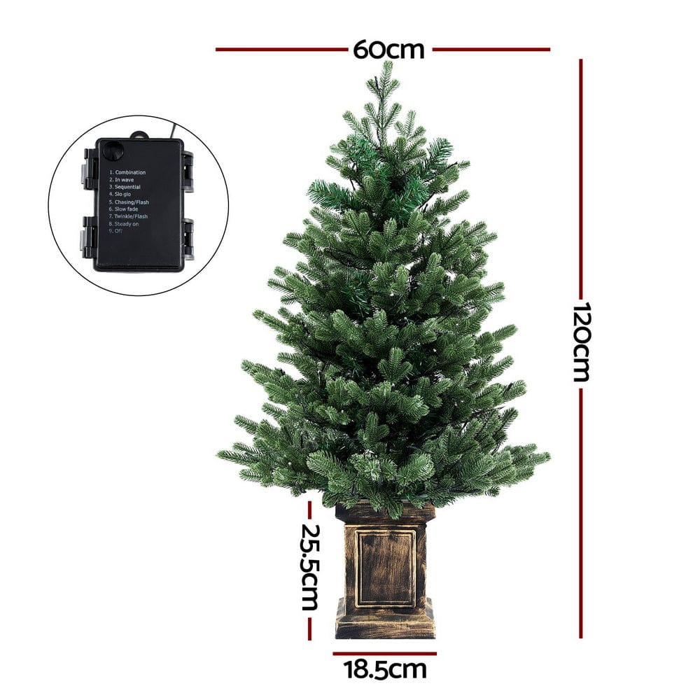 Jingle Jollys Occasions > Christmas > Christmas Trees Jingle Jollys Christmas Tree 1.2M LED Potted Xmas Tree Party Decor 8 Light Modes