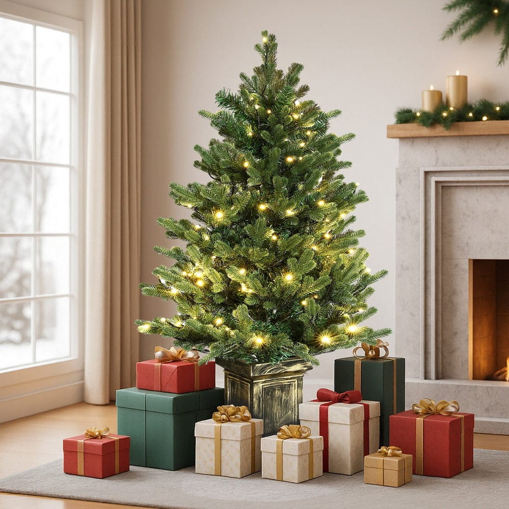 Jingle Jollys Occasions > Christmas > Christmas Trees Jingle Jollys Christmas Tree 1.2M LED Potted Xmas Tree Party Decor 8 Light Modes