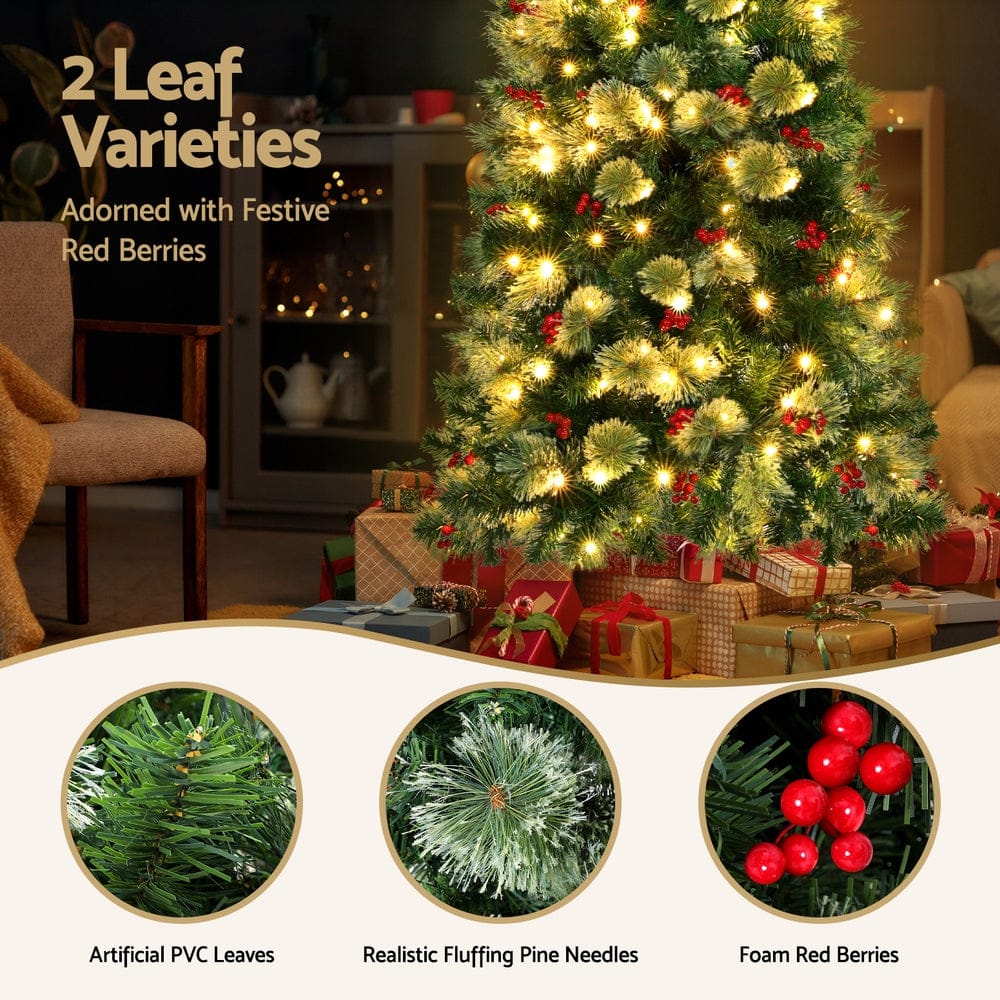 Jingle Jollys Occasions > Christmas > Christmas Trees Jingle Jollys Christmas Tree 1.8M LED Xmas Tree Party Decorations Red Barries