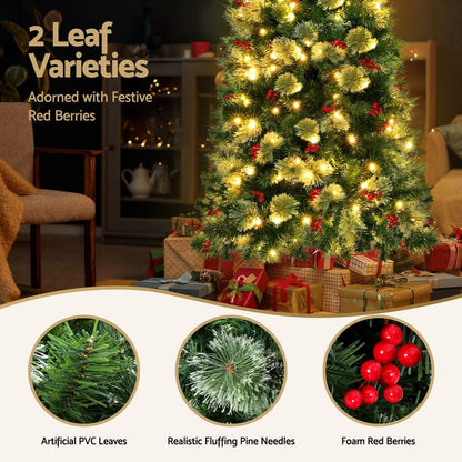 Jingle Jollys Occasions > Christmas > Christmas Trees Jingle Jollys Christmas Tree 1.8M LED Xmas Tree Party Decorations Red Barries