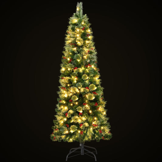 Jingle Jollys Occasions > Christmas > Christmas Trees Jingle Jollys Christmas Tree 1.8M LED Xmas Tree Party Decorations Red Barries
