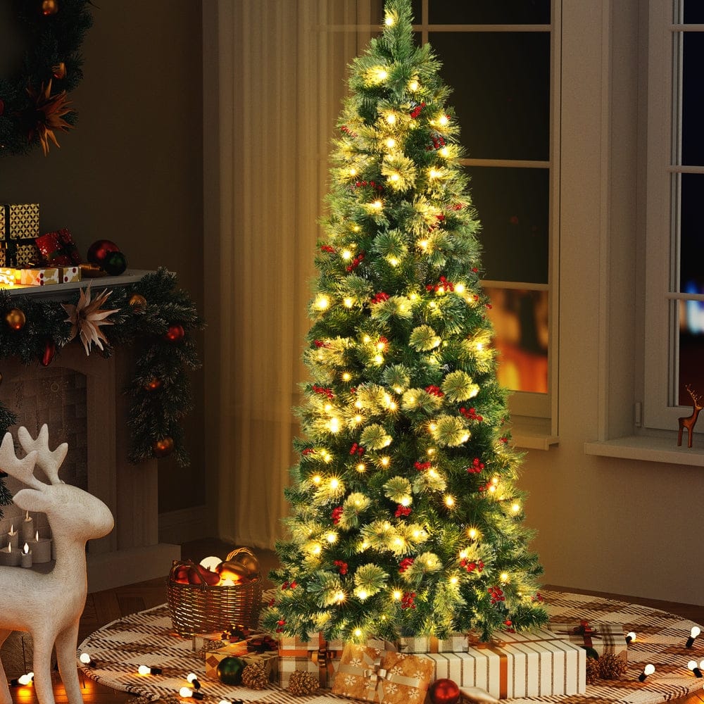 Jingle Jollys Occasions > Christmas > Christmas Trees Jingle Jollys Christmas Tree 1.8M LED Xmas Tree Party Decorations Red Barries