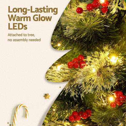 Jingle Jollys Occasions > Christmas > Christmas Trees Jingle Jollys Christmas Tree 1.8M LED Xmas Tree Party Decorations Red Barries