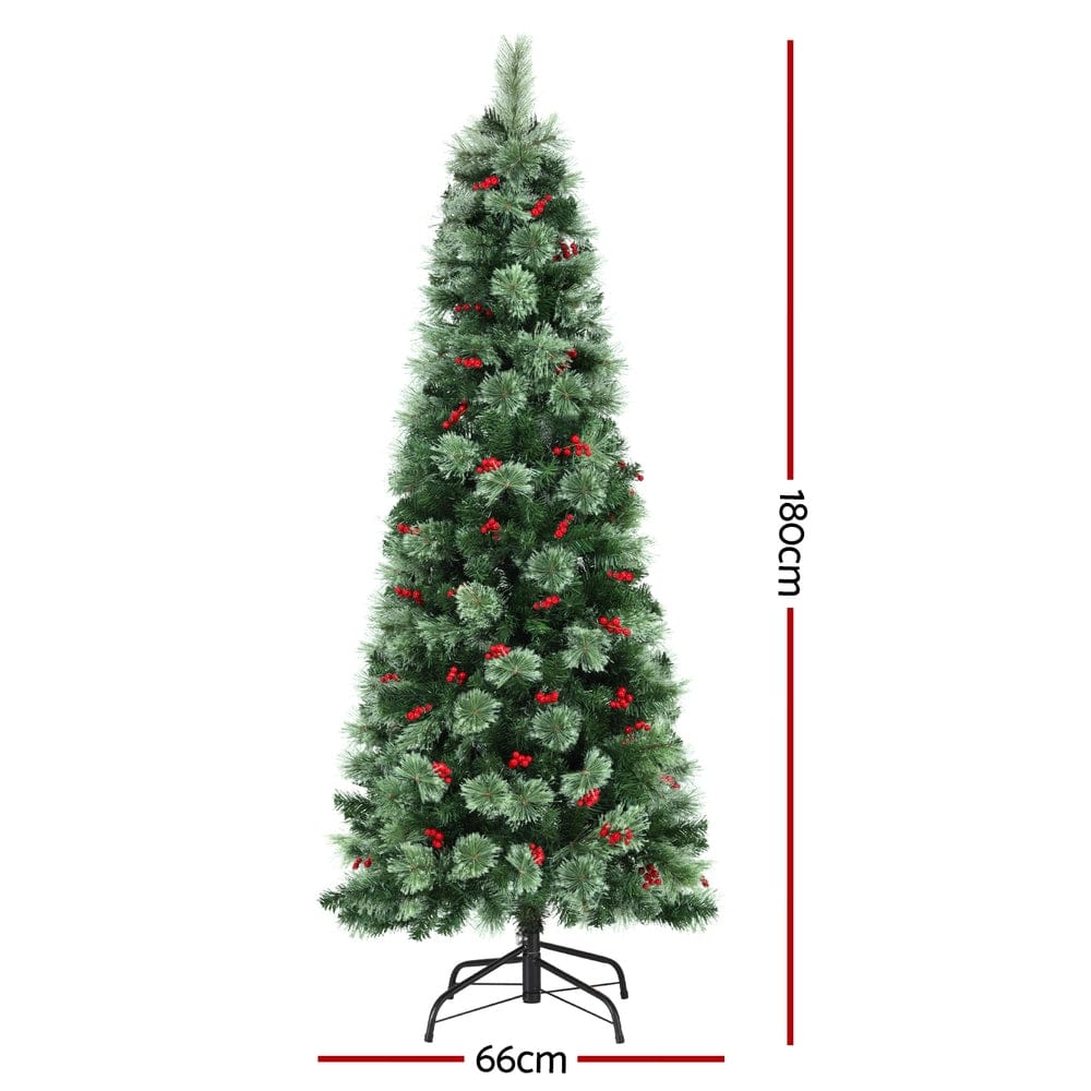 Jingle Jollys Occasions > Christmas > Christmas Trees Jingle Jollys Christmas Tree 1.8M LED Xmas Tree Party Decorations Red Barries
