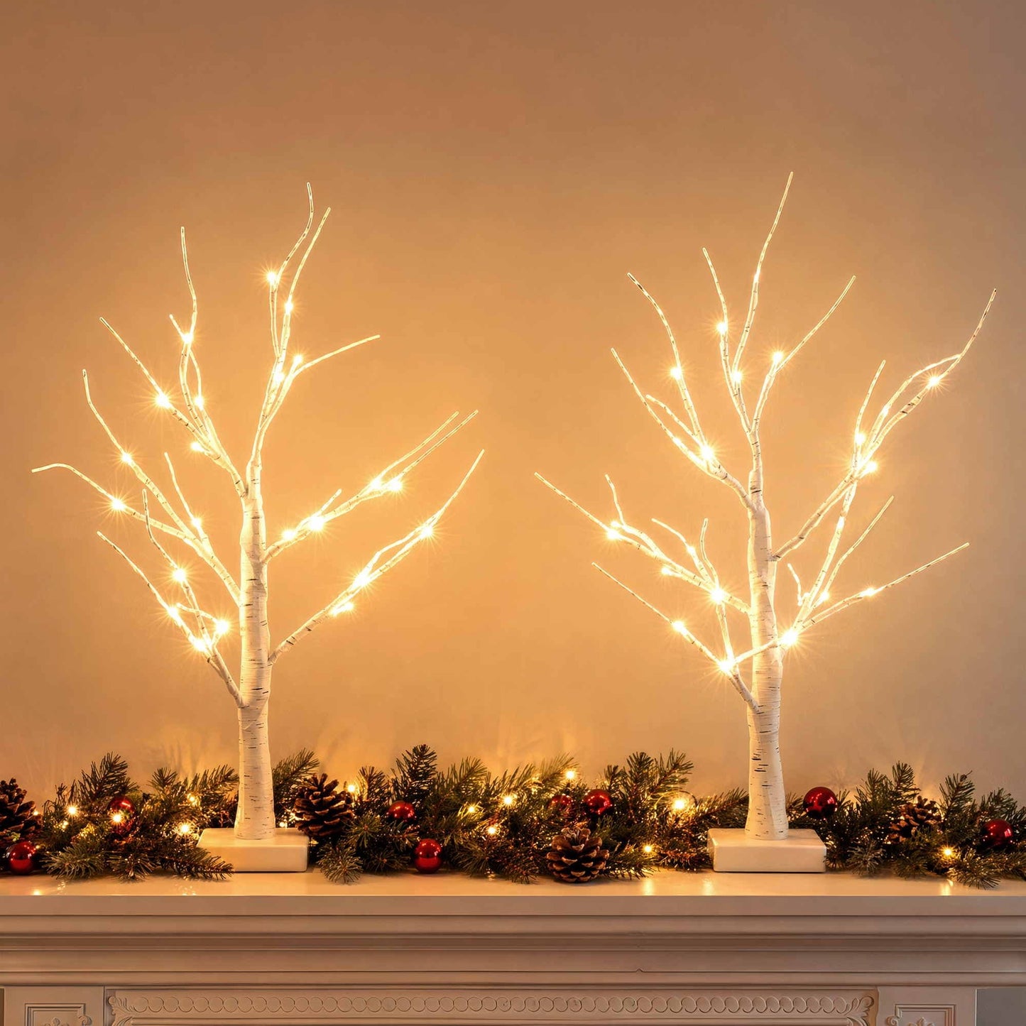 Jingle Jollys Occasions > Christmas > Christmas Trees Jingle Jollys Lighted Branch Tree Christmas Decorations Warm White Christmas Lights 2 Pack 60cm