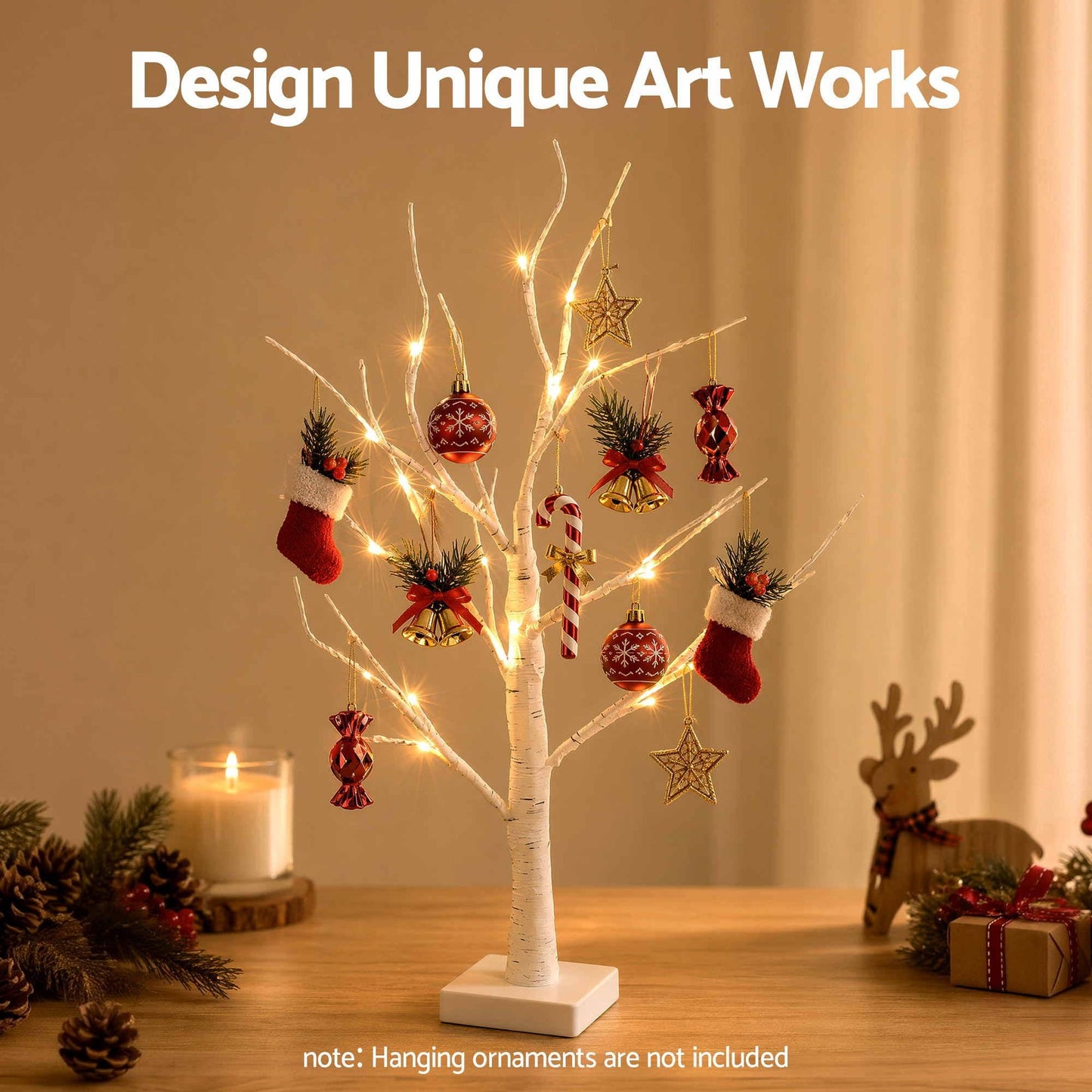 Jingle Jollys Occasions > Christmas > Christmas Trees Jingle Jollys Lighted Branch Tree Christmas Decorations Warm White Christmas Lights 2 Pack 60cm