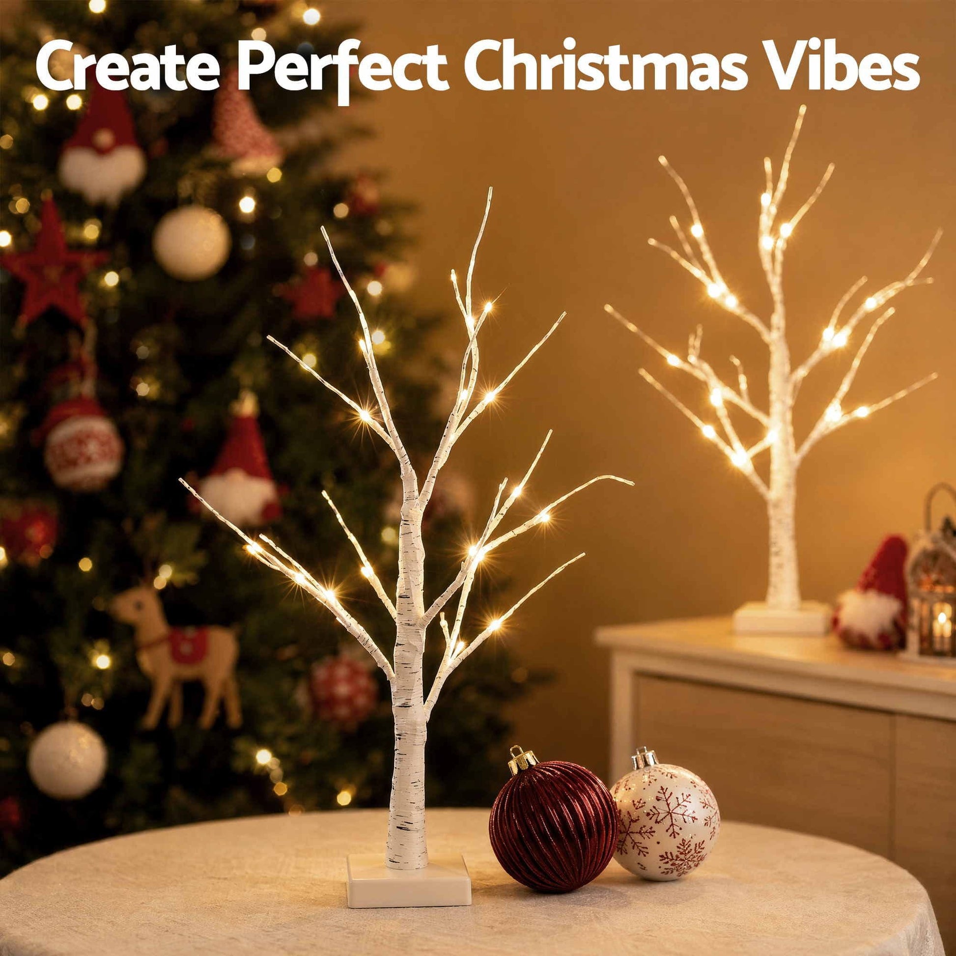 Jingle Jollys Occasions > Christmas > Christmas Trees Jingle Jollys Lighted Branch Tree Christmas Decorations Warm White Christmas Lights 2 Pack 60cm